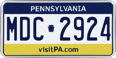 PA license plate MDC2924