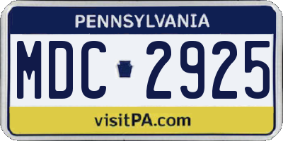 PA license plate MDC2925