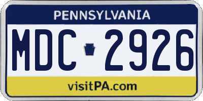 PA license plate MDC2926