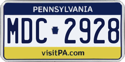 PA license plate MDC2928