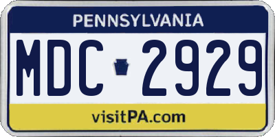 PA license plate MDC2929
