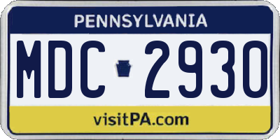 PA license plate MDC2930