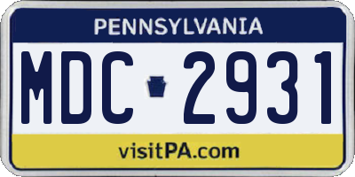 PA license plate MDC2931