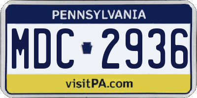 PA license plate MDC2936