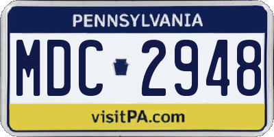 PA license plate MDC2948