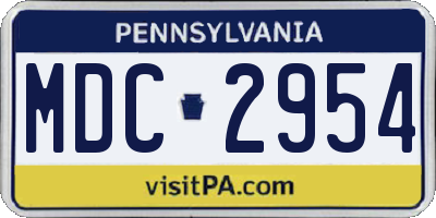 PA license plate MDC2954