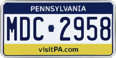 PA license plate MDC2958
