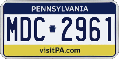 PA license plate MDC2961