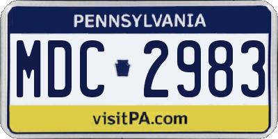 PA license plate MDC2983