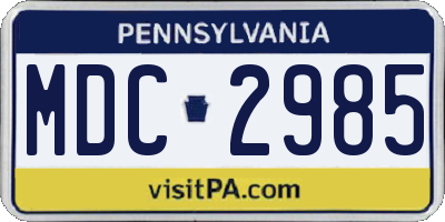 PA license plate MDC2985