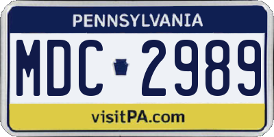 PA license plate MDC2989