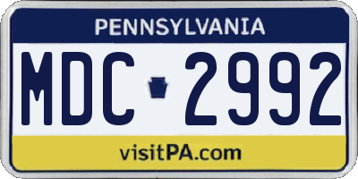 PA license plate MDC2992