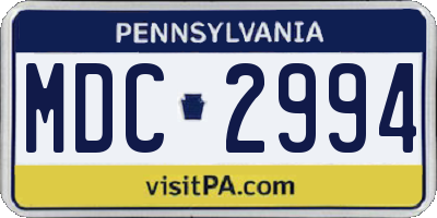 PA license plate MDC2994