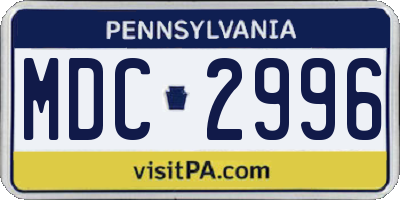 PA license plate MDC2996