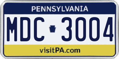 PA license plate MDC3004