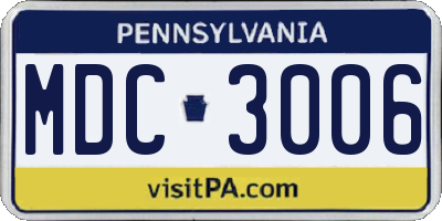 PA license plate MDC3006