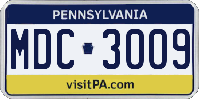 PA license plate MDC3009