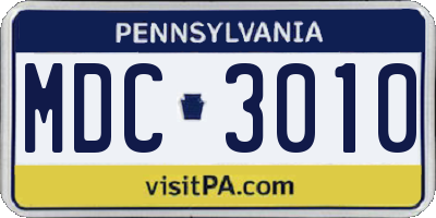 PA license plate MDC3010