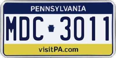 PA license plate MDC3011