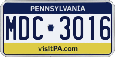 PA license plate MDC3016