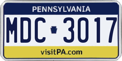 PA license plate MDC3017