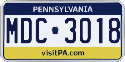 PA license plate MDC3018