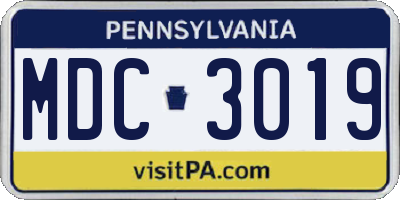 PA license plate MDC3019