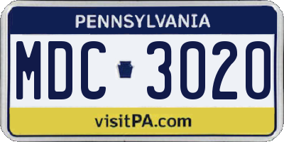 PA license plate MDC3020
