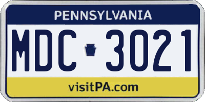 PA license plate MDC3021