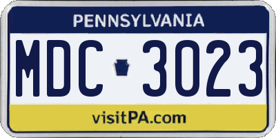 PA license plate MDC3023