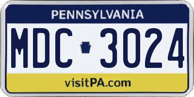 PA license plate MDC3024