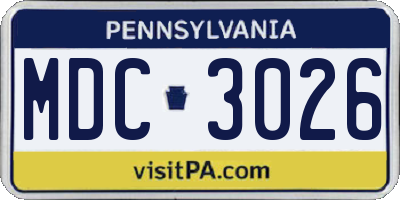 PA license plate MDC3026