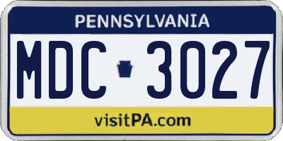 PA license plate MDC3027