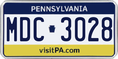 PA license plate MDC3028