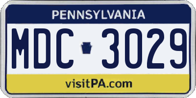 PA license plate MDC3029