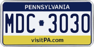 PA license plate MDC3030