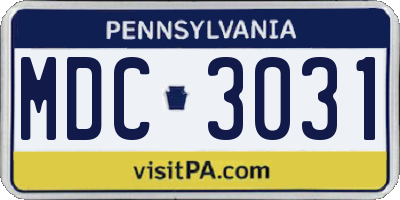 PA license plate MDC3031
