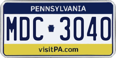 PA license plate MDC3040