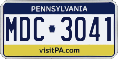 PA license plate MDC3041