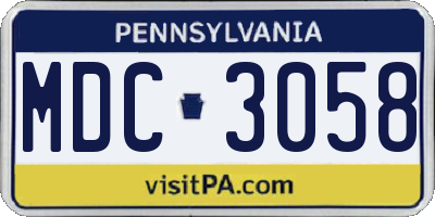 PA license plate MDC3058