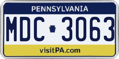 PA license plate MDC3063