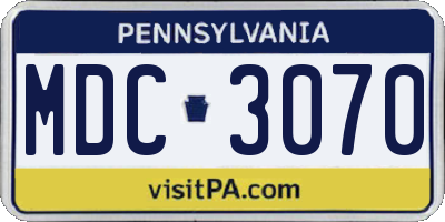 PA license plate MDC3070