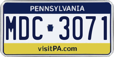 PA license plate MDC3071