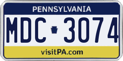 PA license plate MDC3074