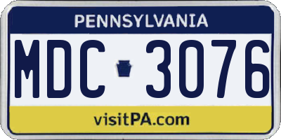 PA license plate MDC3076