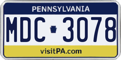 PA license plate MDC3078