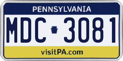 PA license plate MDC3081