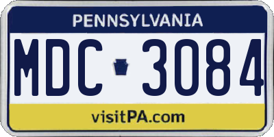 PA license plate MDC3084