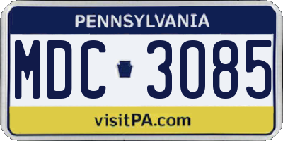 PA license plate MDC3085
