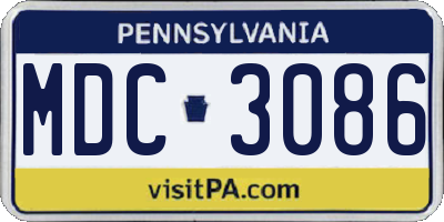 PA license plate MDC3086